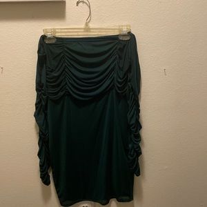Green ruched mid dress